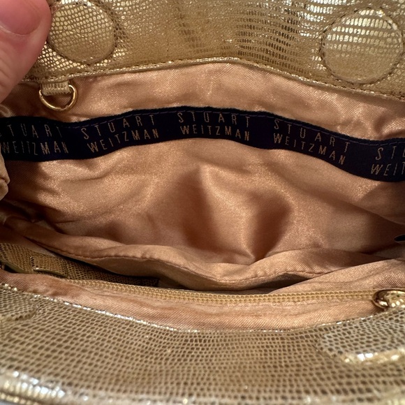 Stuart Weitzman Gold Evening Clutch with Detachable Strap and Dust Bag - Picture 5 of 7